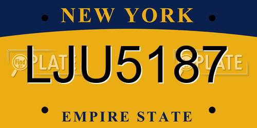LJU5187 New York License Plate