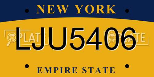 LJU5406 New York License Plate