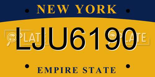 LJU6190 New York License Plate