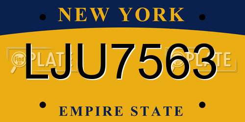 LJU7563 New York License Plate