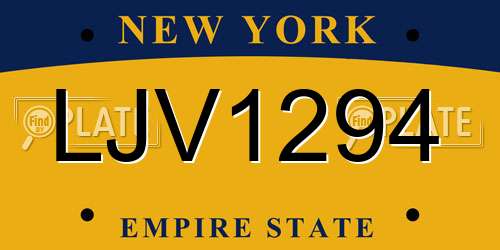 LJV1294 New York License Plate
