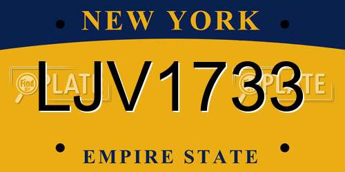 LJV1733 New York License Plate