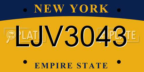 LJV3043 New York License Plate