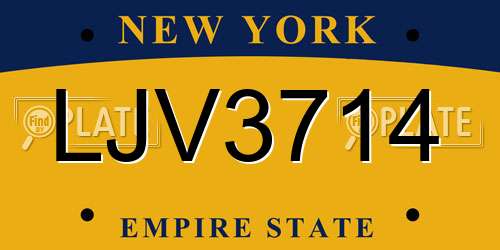 LJV3714 New York License Plate