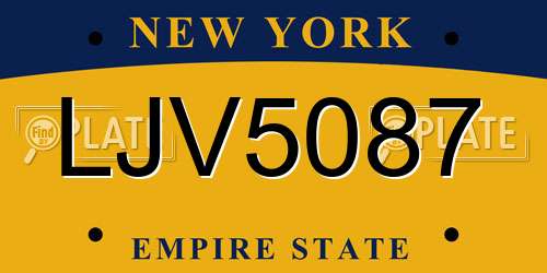 LJV5087 New York License Plate