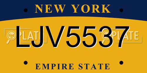 LJV5537 New York License Plate