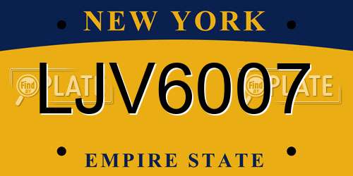 LJV6007 New York License Plate