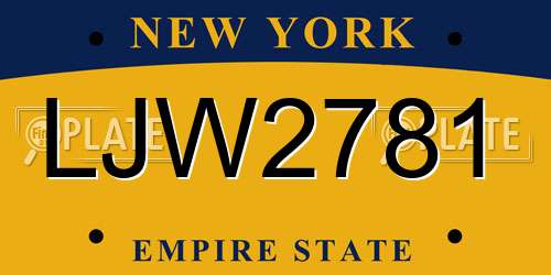 LJW2781 New York License Plate