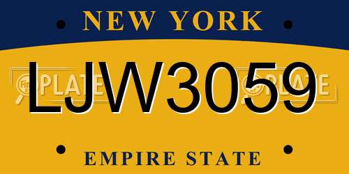 LJW3059 New York License Plate