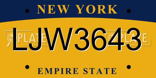 LJW3643 New York License Plate