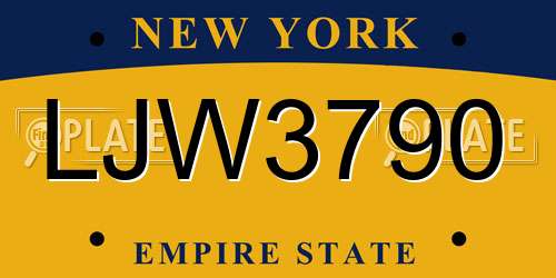 LJW3790 New York License Plate