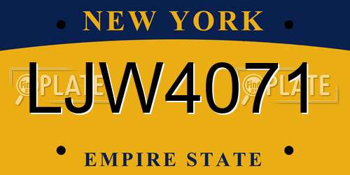 LJW4071 New York License Plate