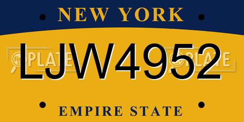 LJW4952 New York License Plate