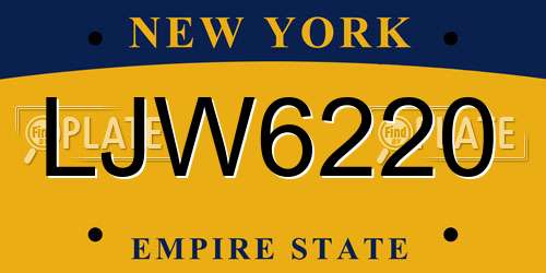 LJW6220 New York License Plate