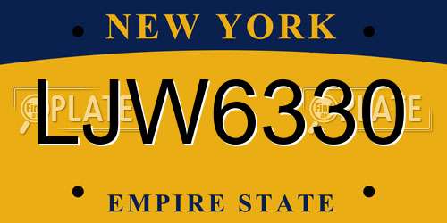 LJW6330 New York License Plate