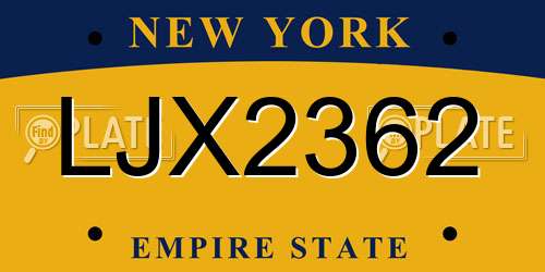 LJX2362 New York License Plate