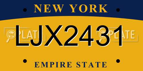 LJX2431 New York License Plate