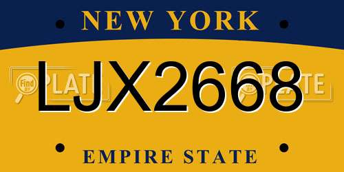 LJX2668 New York License Plate