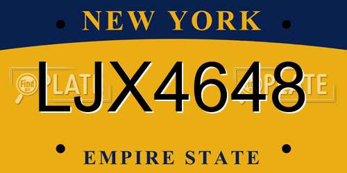 LJX4648 New York License Plate
