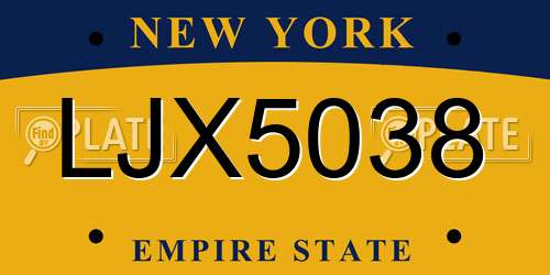 LJX5038 New York License Plate