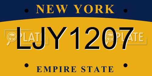 LJY1207 New York License Plate