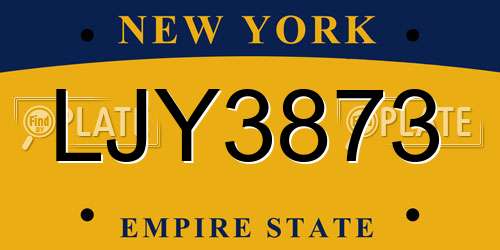LJY3873 New York License Plate