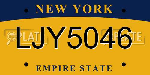 LJY5046 New York License Plate