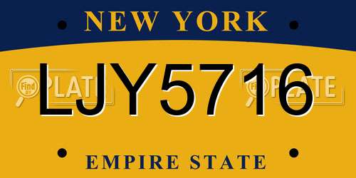 LJY5716 New York License Plate