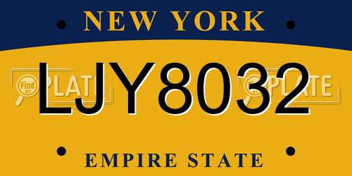 LJY8032 New York License Plate