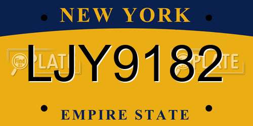 LJY9182 New York License Plate