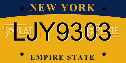 LJY9303 New York License Plate
