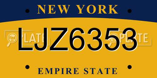 LJZ6353 New York License Plate
