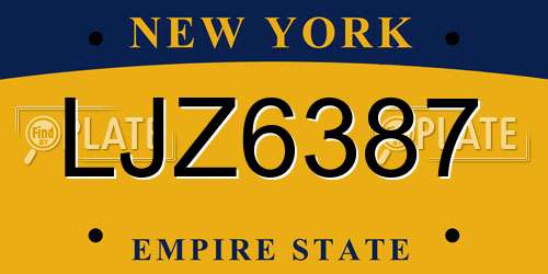 LJZ6387 New York License Plate