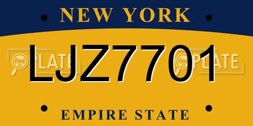 LJZ7701 New York License Plate