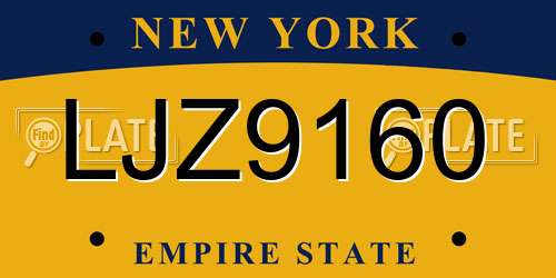 LJZ9160 New York License Plate
