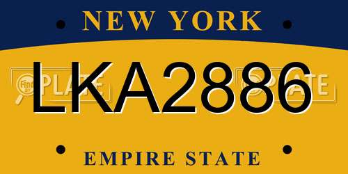 LKA2886 New York License Plate