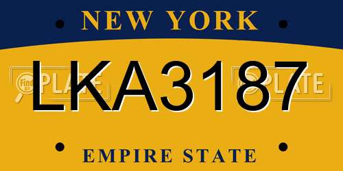 LKA3187 New York License Plate