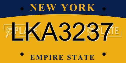 LKA3237 New York License Plate