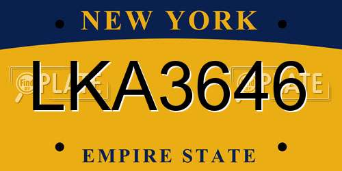 LKA3646 New York License Plate