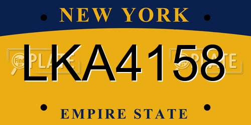 LKA4158 New York License Plate