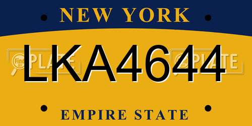LKA4644 New York License Plate