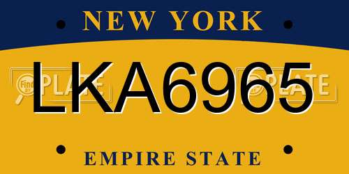 LKA6965 New York License Plate