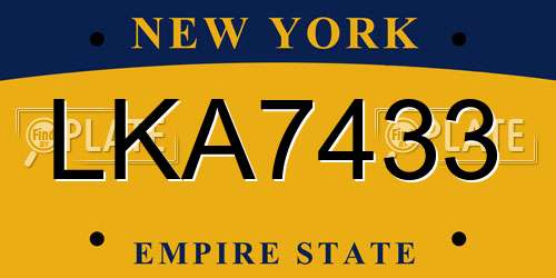 LKA7433 New York License Plate