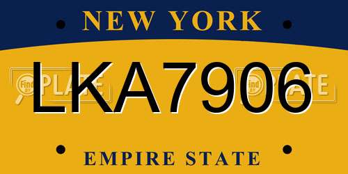 LKA7906 New York License Plate
