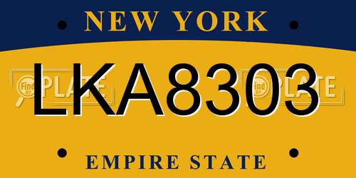 LKA8303 New York License Plate