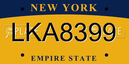 LKA8399 New York License Plate
