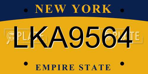 LKA9564 New York License Plate