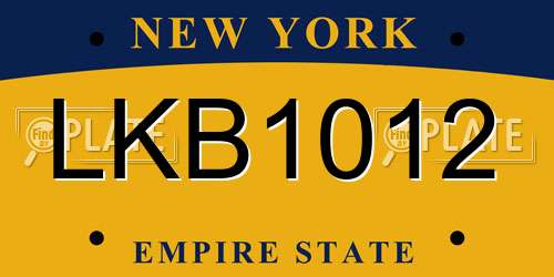 LKB1012 New York License Plate
