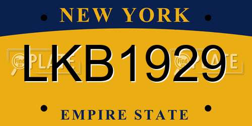 LKB1929 New York License Plate