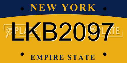LKB2097 New York License Plate